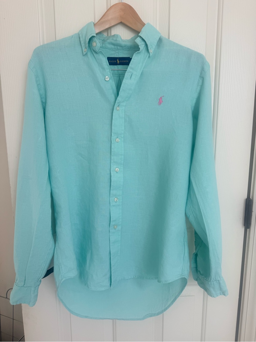 Ralph Lauren Men's Light Mint Button-Down Linen Shirt